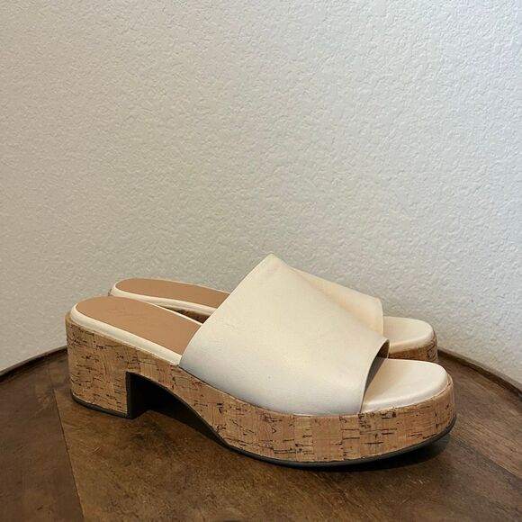 Seychelles Ivory Cork One Of A Kind Block Heel Slide Sandals Women's Size 9 - Picture 3 of 9